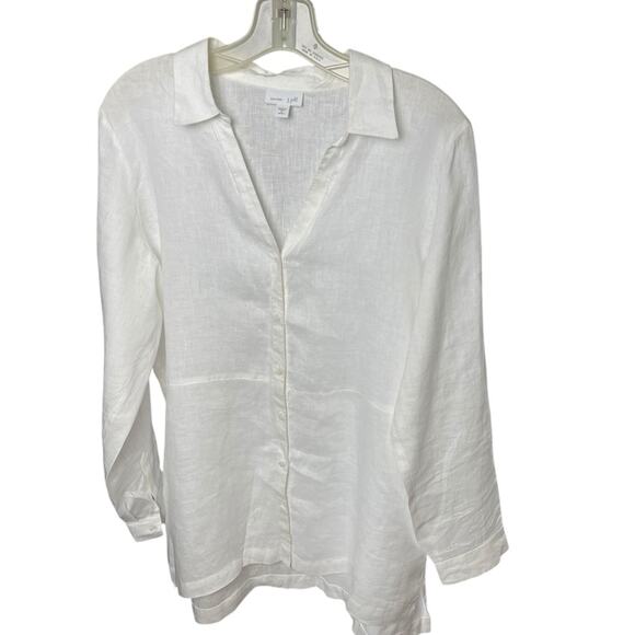 J. Jill Linen Blend LS Top Blouse Tunic, Weekend, coastal, Resort, Vacation M - Picture 1 of 6